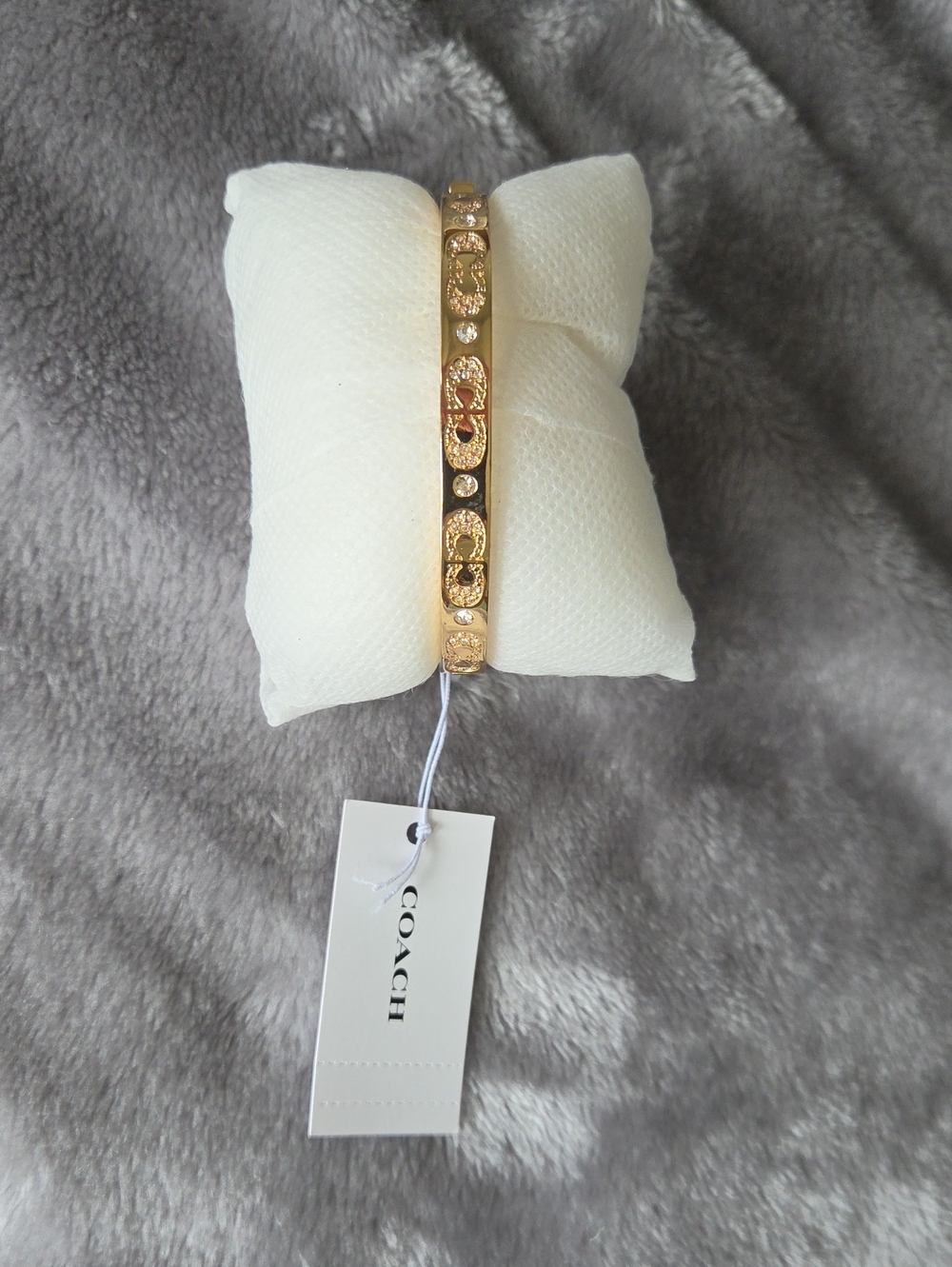 Coach Gold-Tone Crystal Signature Link Bangle